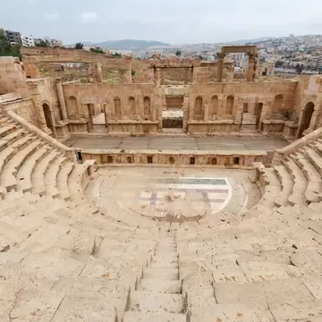 Scene of North Theater in the Roman city of Jerash, Jordan; Shutterstock ID 1314750800;