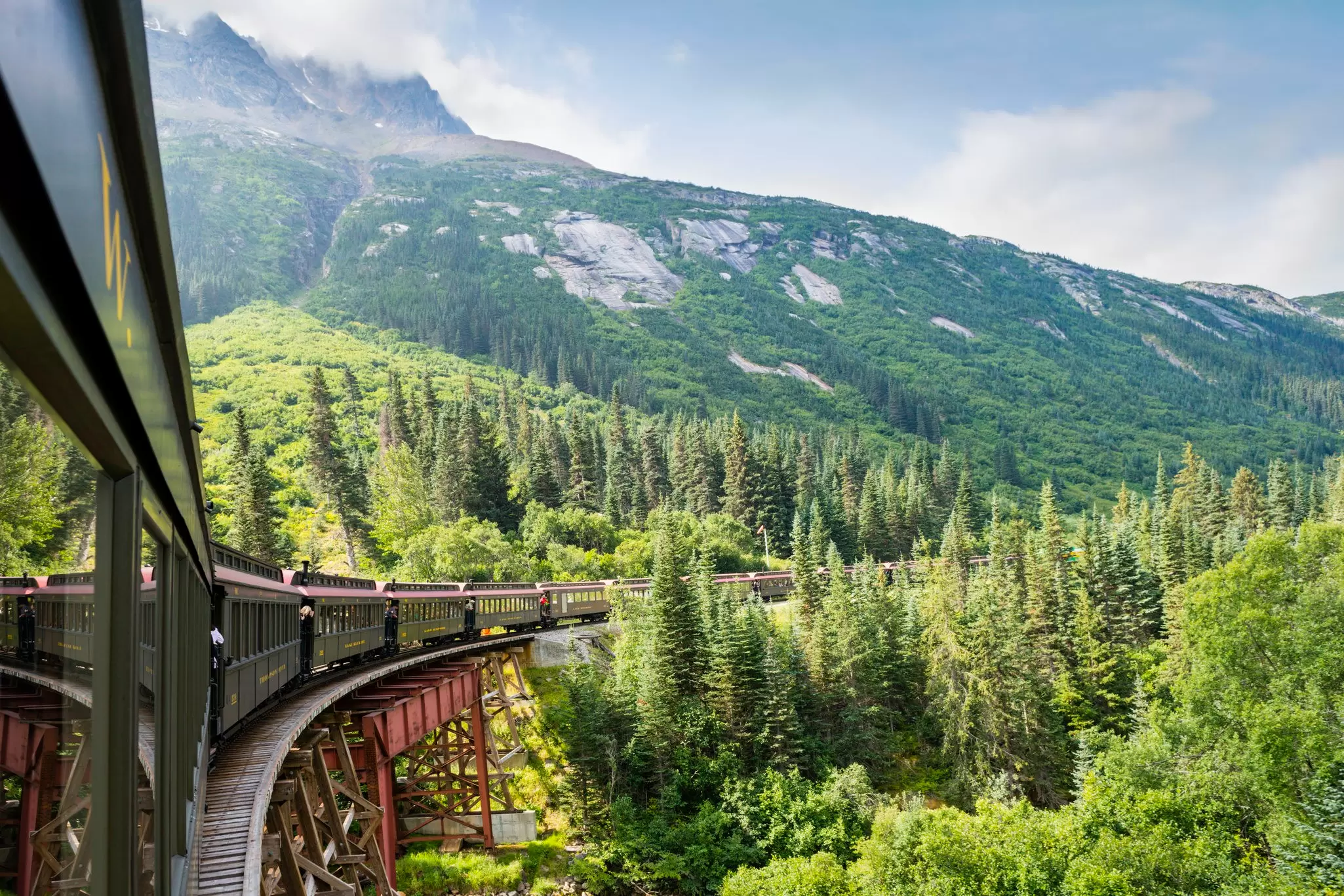 A White Pass & Yukon Route Railway train en route to Skagway, Alaska. Justin Foulkes for Lonely Planet
