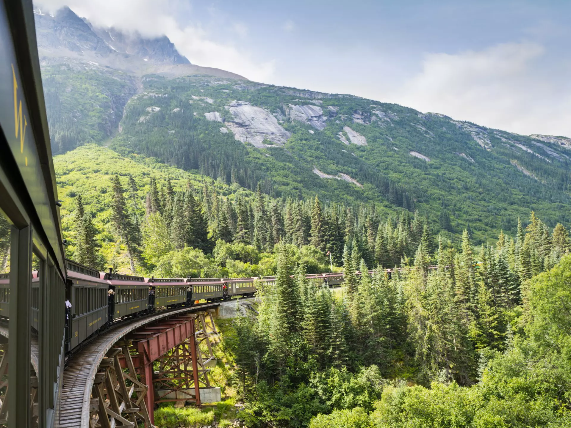 A White Pass & Yukon Route Railway train en route to Skagway, Alaska. Justin Foulkes for Lonely Planet