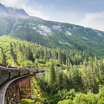 A White Pass & Yukon Route Railway train en route to Skagway, Alaska. Justin Foulkes for Lonely Planet