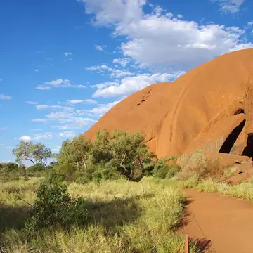 View from the Mala walk, beautiful footpath around the famous Mount Uluru in the Red Centre, Northern Territory, Australia.