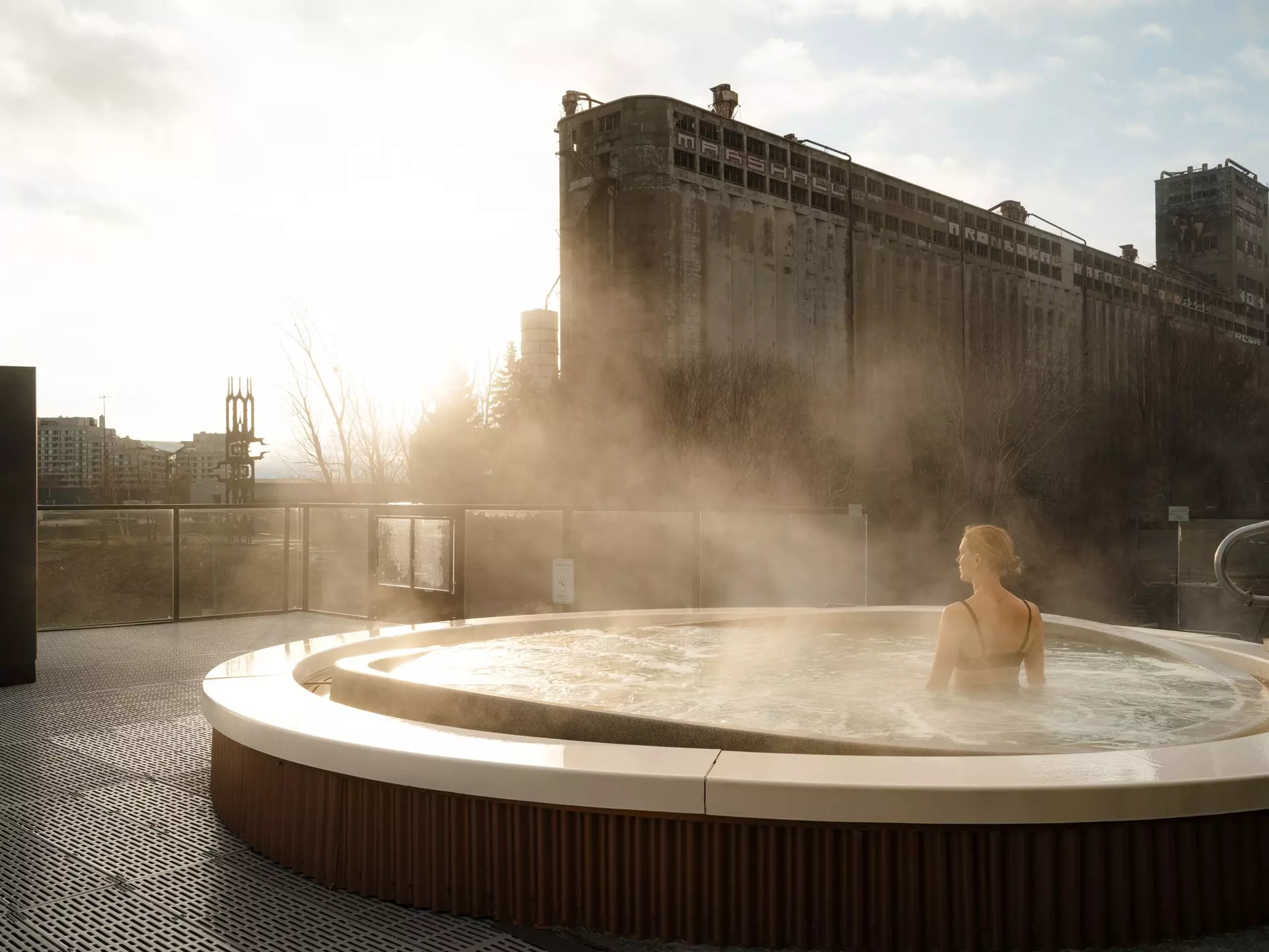 View of Montréal for Bota Bota, spa-sur-l'eau. Alexi Hobbs for Lonely Planet