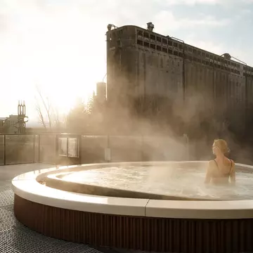 View of Montréal for Bota Bota, spa-sur-l'eau. Alexi Hobbs for Lonely Planet