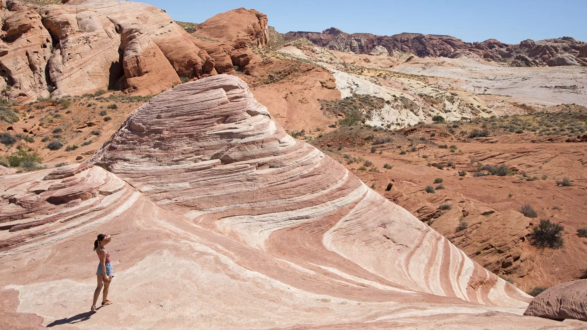 The Fire Wave Trail is an easy 1.5-mile round-trip hike that takes you to a red sandstone formation that looks like, well, a wave of fire © Courtesy of Travel Nevada