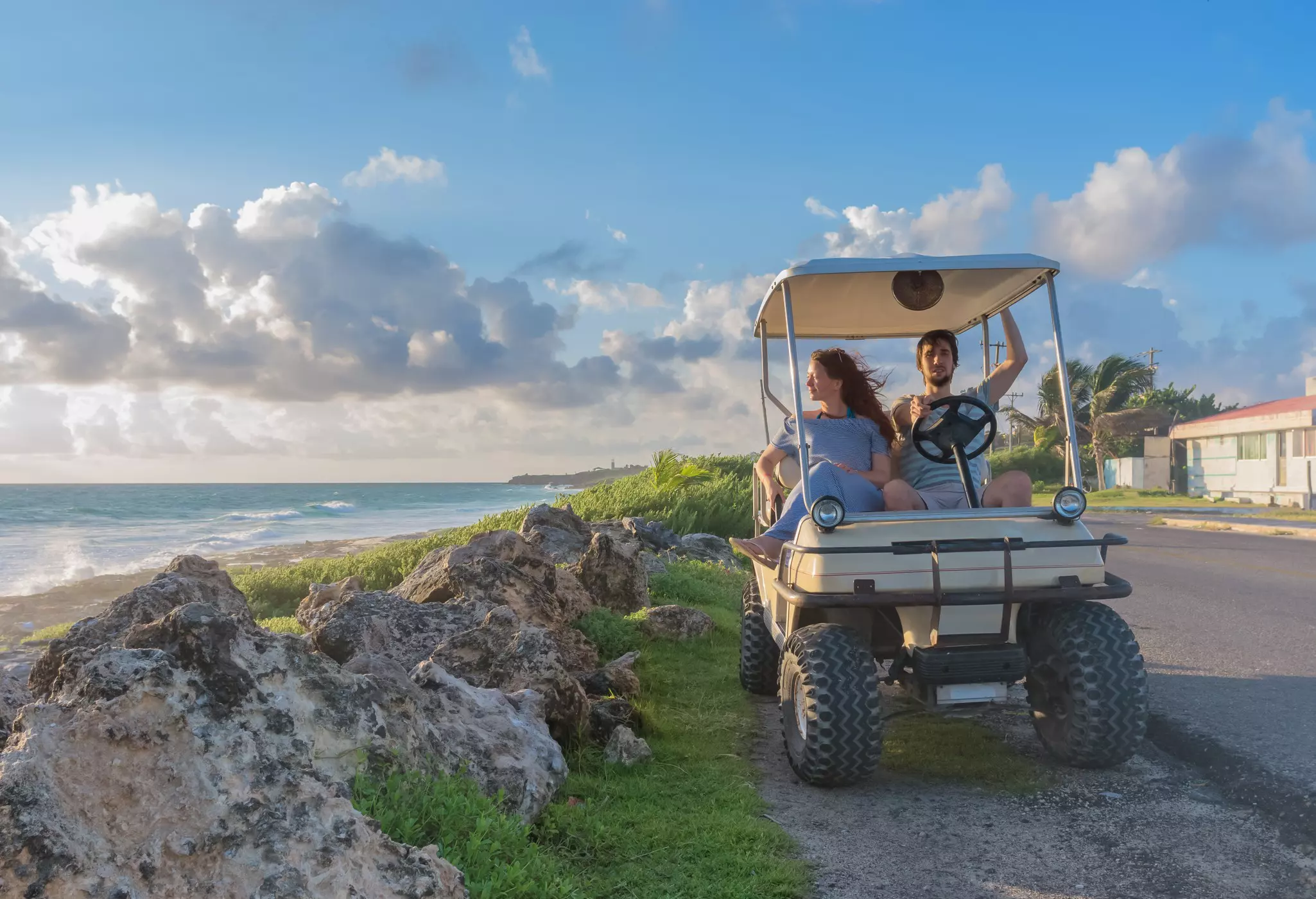 Golf carts are the quickest, easiest and most fun way to get around the island. Belikova Oksana/Shutterstock