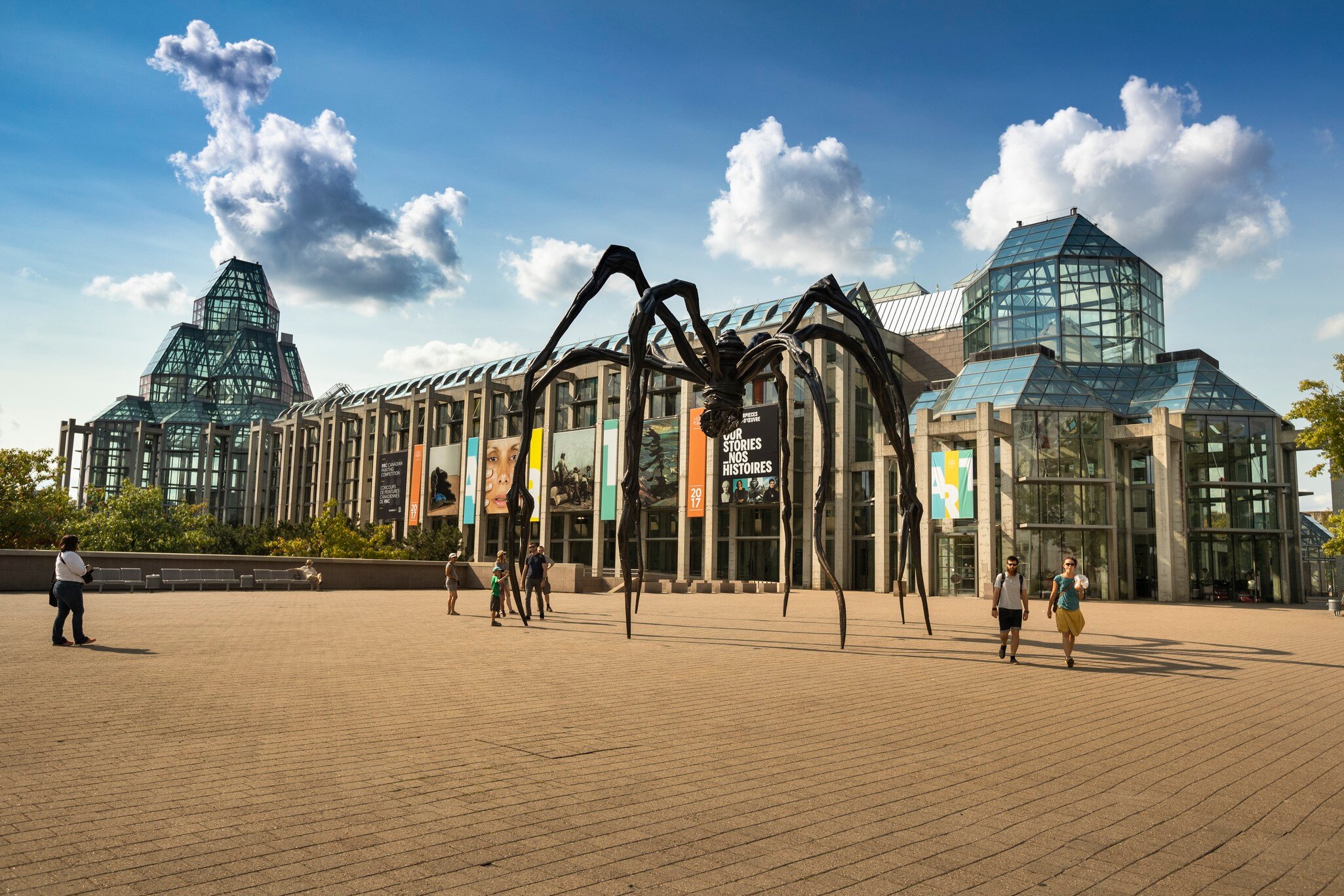 Ottawa, Canada - September 17, 2017:  Maman (1999) is a bronze, stainless steel, and marble sculpture by the artist Louise Bourgeois.  It is in front of The National Gallery of Canada, located in the capital city of Ottawa, Ontario, is one of Cana...