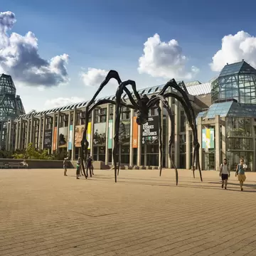 Ottawa, Canada - September 17, 2017:  Maman (1999) is a bronze, stainless steel, and marble sculpture by the artist Louise Bourgeois.  It is in front of The National Gallery of Canada, located in the capital city of Ottawa, Ontario, is one of Cana...