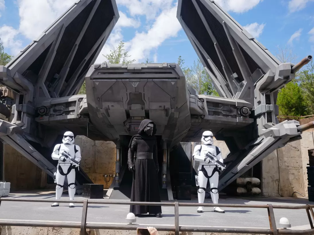 View of Star Wars statues at Star Wars: Galaxy’s Edge in Orlando, Florida.
