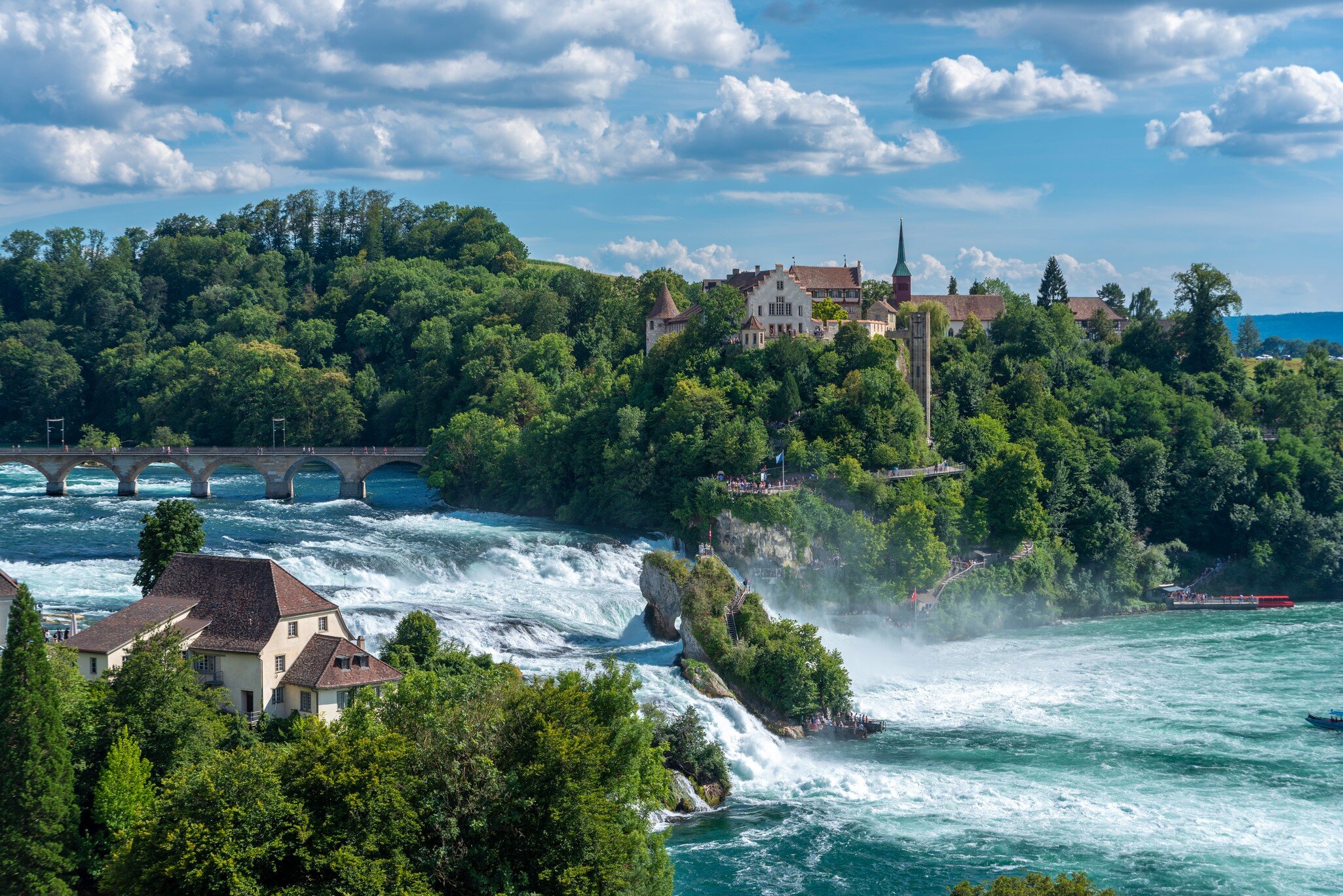 Rhine Falls with Laufen Castle in Neuhausen am Rheinfall. Canton Schaffhausen in Switzerland; Shutterstock ID 1914711808;