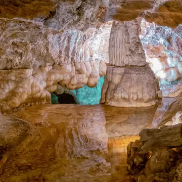 Aracena, Spain - 16 March, 2022: view of the Gruta de las Maravillas Cave in Aracena