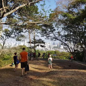 Panama City, Panama - 01/25/2019 People walking towards a view point in the Metropolitan Park in Panama City from which you can see the skyline of the city on a nice and sunny summer day.
Parque Natural Metropolitano
