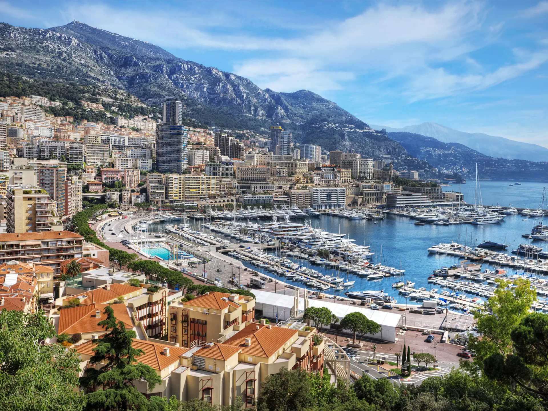 A scenic view of La Condamine and Monte Carlo