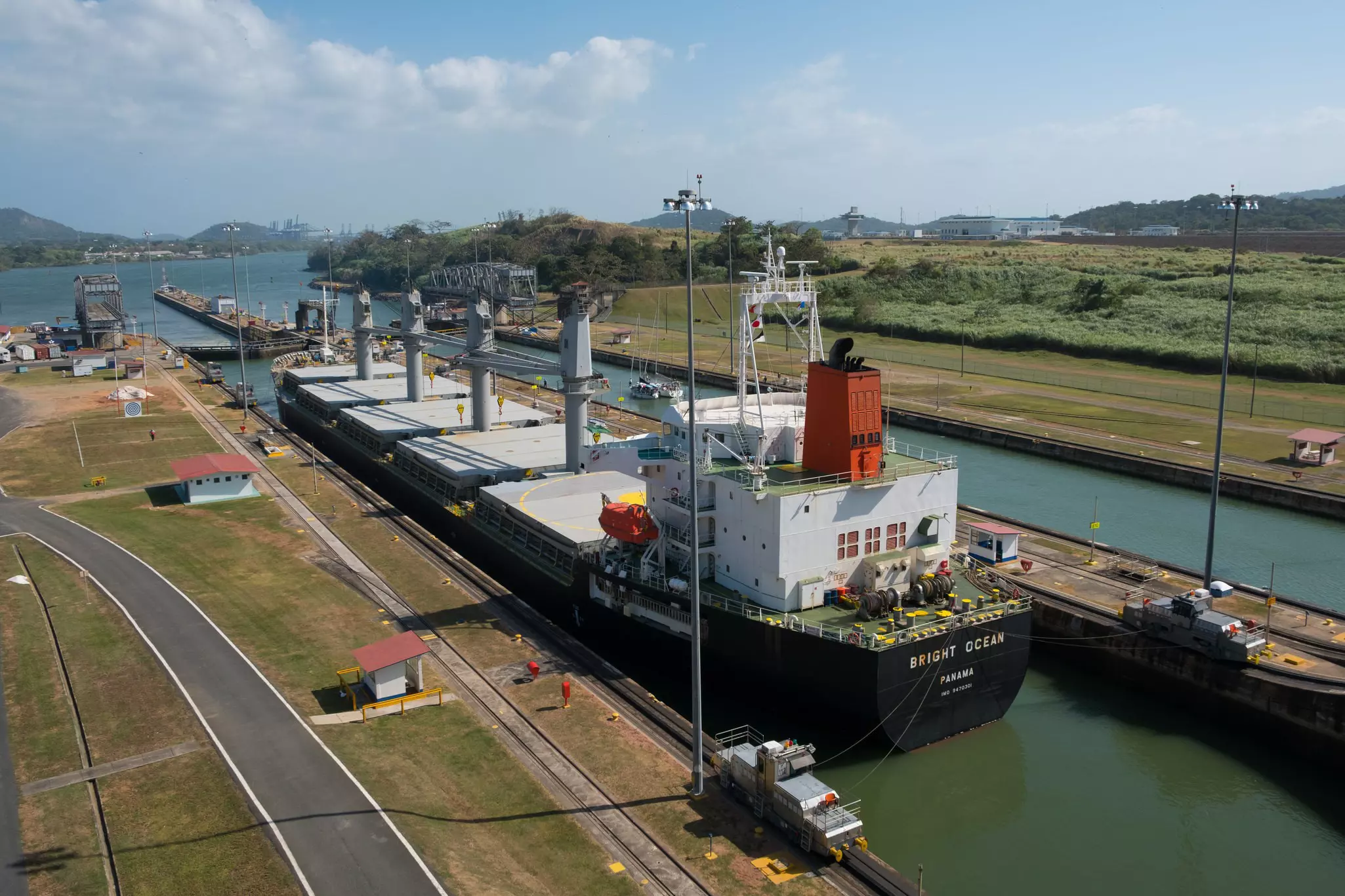 A ship crossing the Panama Canal at its Miraflores Locks. hanohiki/Shutterstock