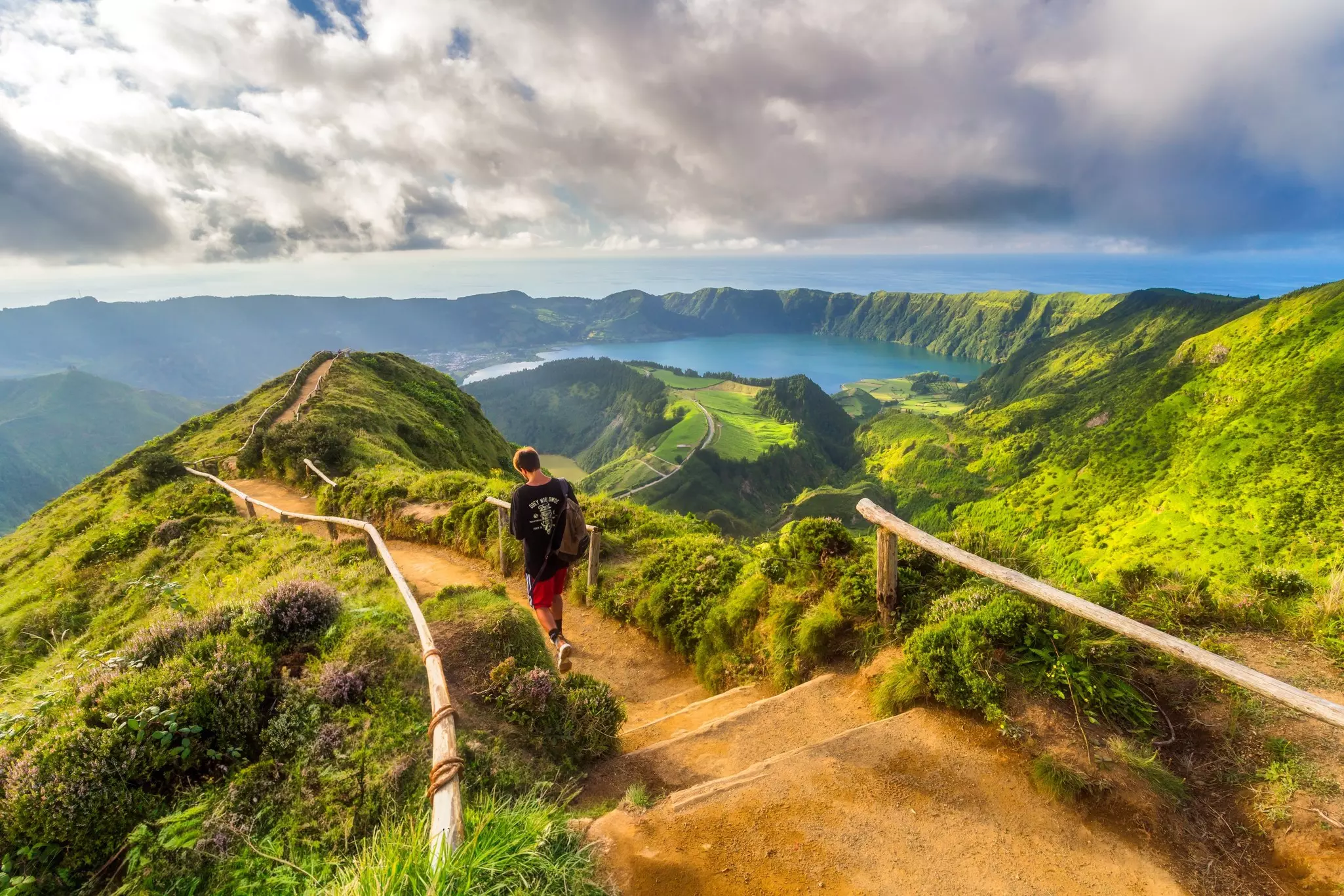 View of Sete Cidades near Miradouro da Grota do Inferno viewpoint, Sao Miguel Island, Azores, Portugal.   License Type: media  Download Time: 2024-02-04T22:15:04.000Z  User: bhealy950  Is Editorial: No  purchase_order:   