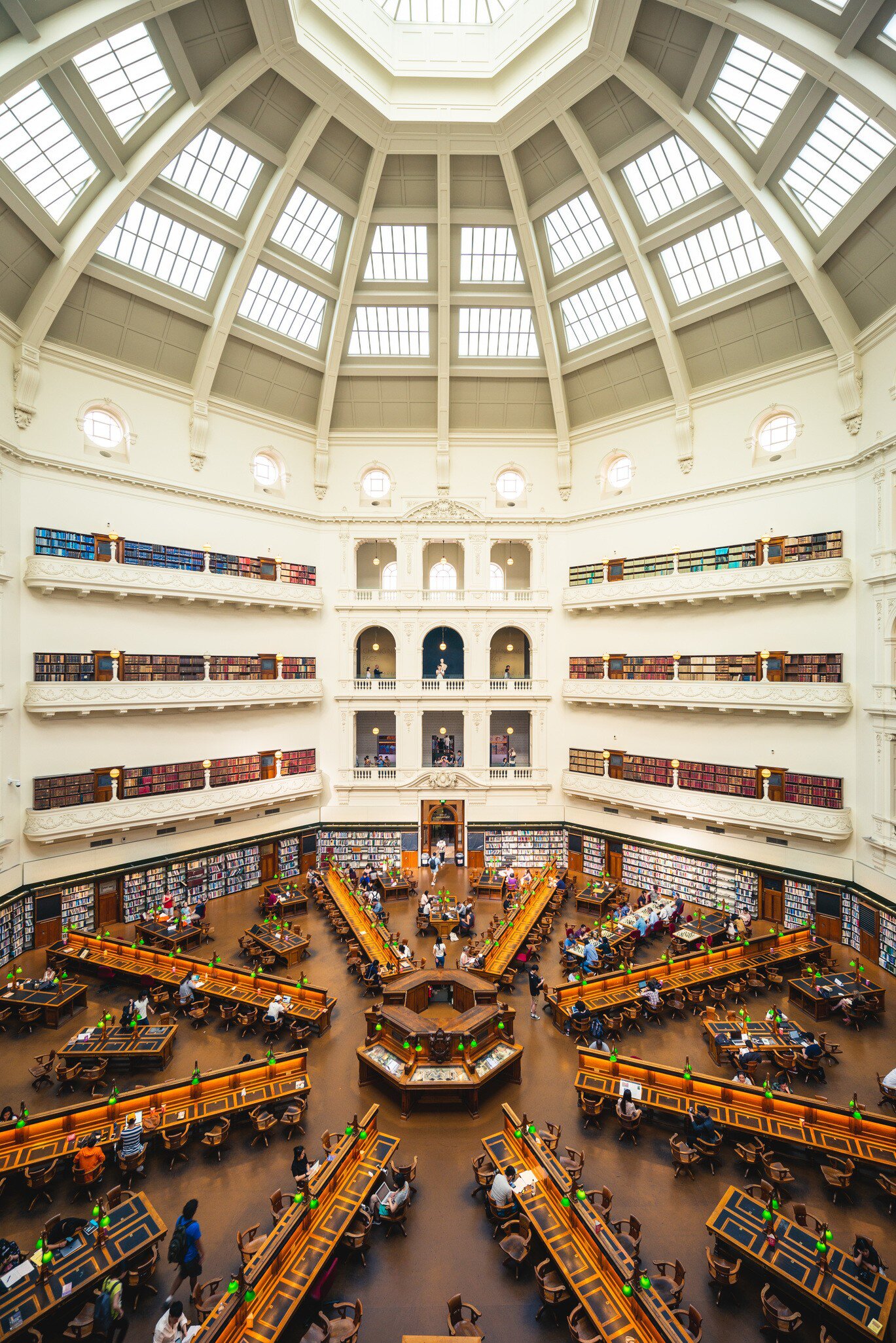 The La Trobe Reading Room, aka the dome, of state library of victoria located in Melbourne, Australia. It was designed to hold over a million books and up to 600 readers. 