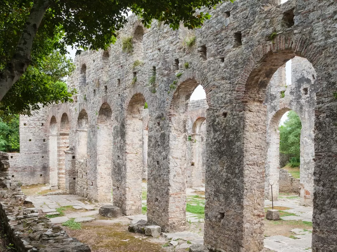 Basilica, Ruins of 6th century Greek city, Butrint, Albanian Riviera, Albania