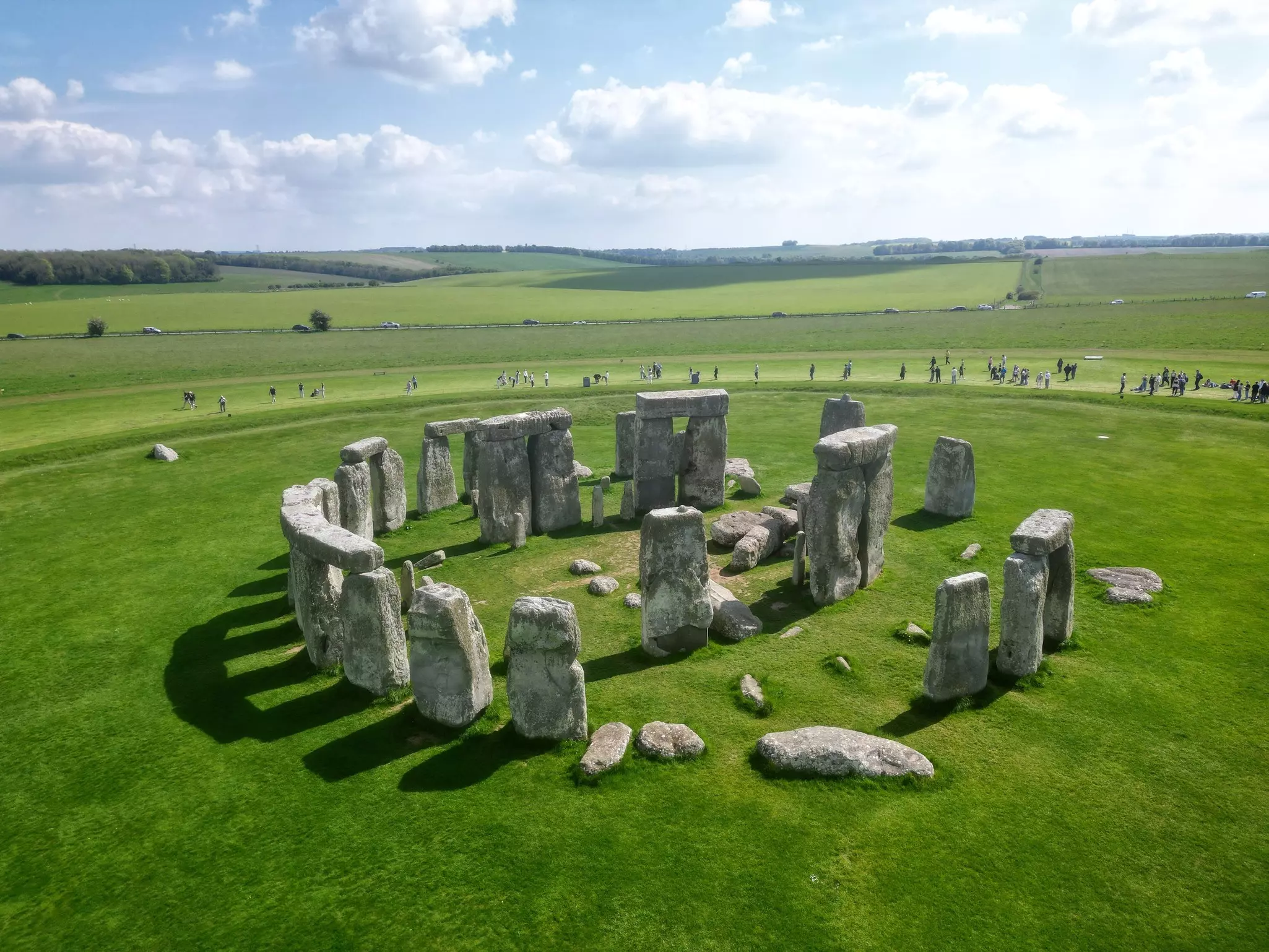 View over Stonehenge and the Wiltshire Countryside in England, UK.