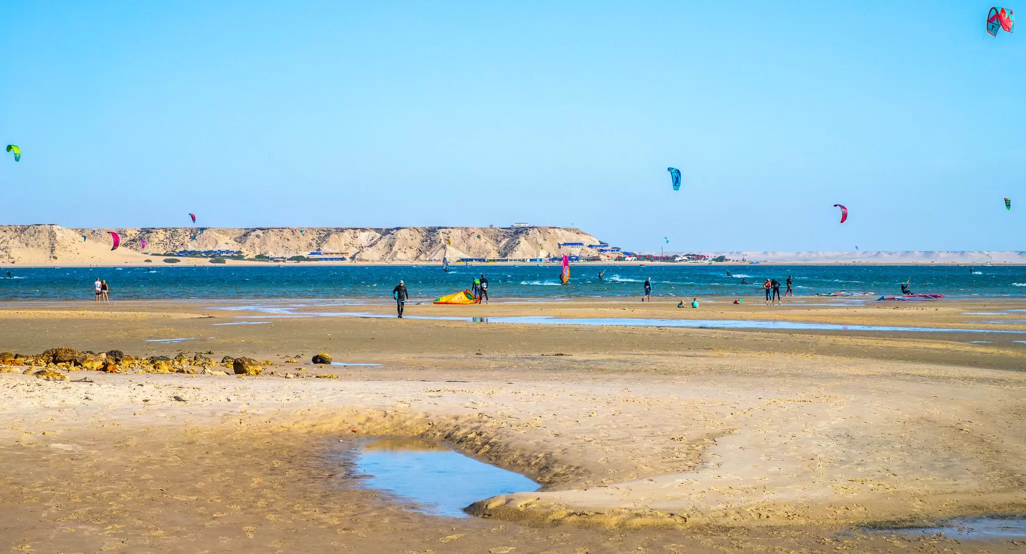 Kitesurfers in Dhakla, Morocco. Cesare Palma/Shutterstock