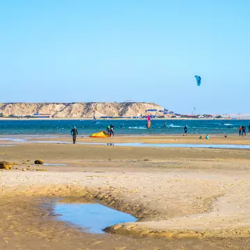 Kitesurfers in Dhakla, Morocco. Cesare Palma/Shutterstock