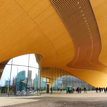 Helsinki, Finland -03-02-2019: Oodi is Helsinki's new Central Library and a living meeting place in the city center. It is an easy place to access for learning, story immersion, work and relaxation.  License Type: media  Download Time: 2023-03-16T19:36:31.000Z  User: Norma.PrauseBrewer_LonelyPlanet  Is Editorial: Yes  purchase_order:   