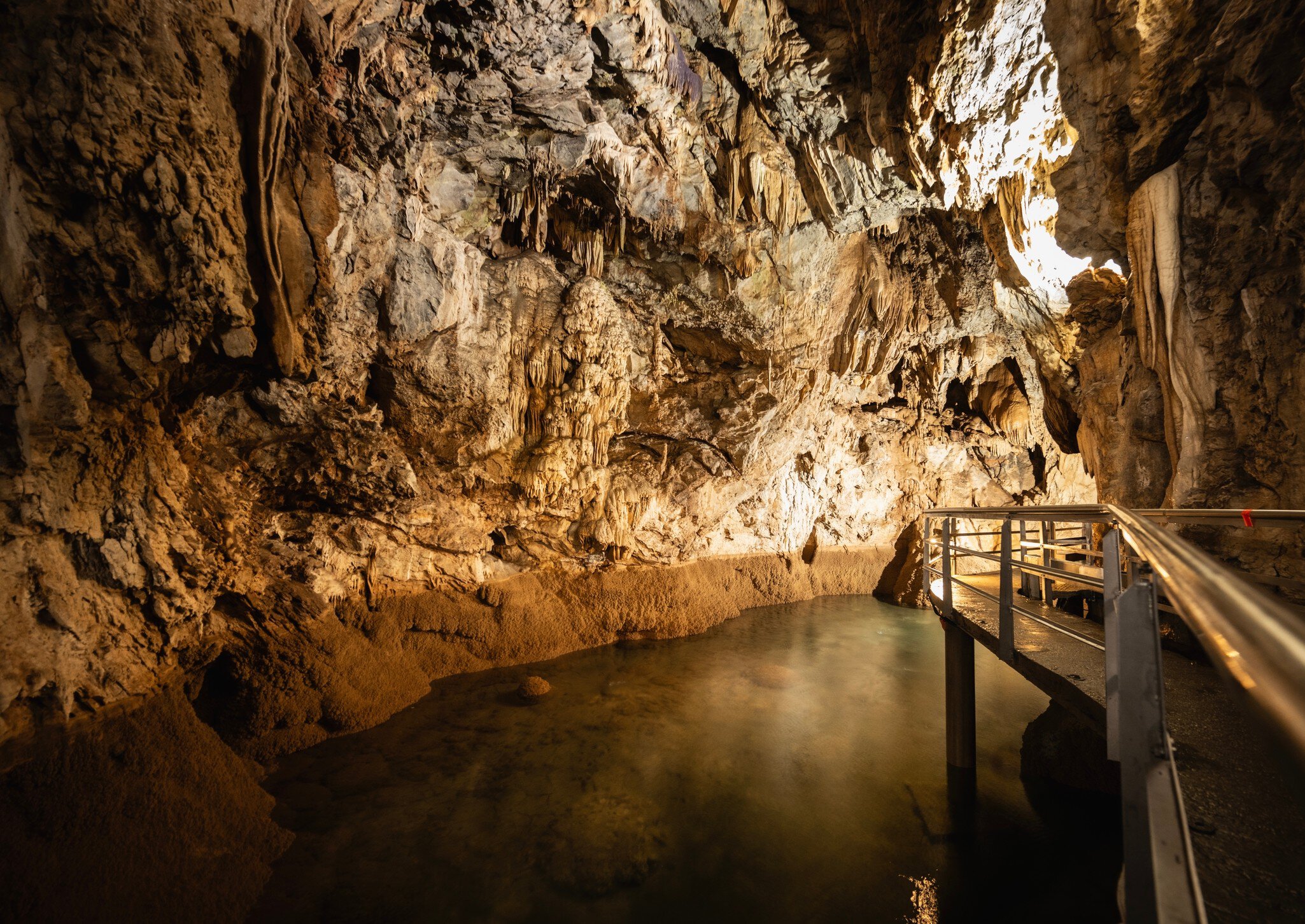 View of the Cave of the Lakes near Kastria, Greece.