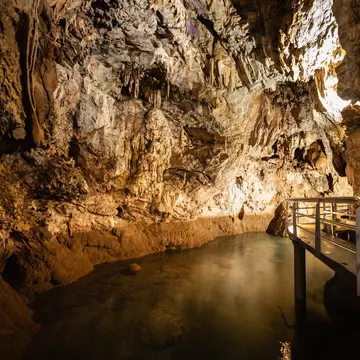 View of the Cave of the Lakes near Kastria, Greece.