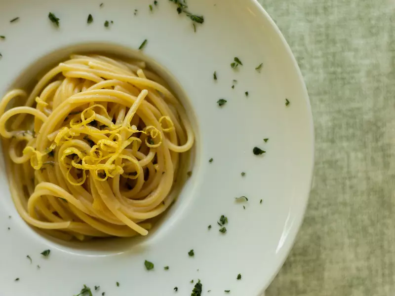 Handmade Lemon Scialatielli pasta  at the Amalfi Lemon Experience, Amalfi, Italy.