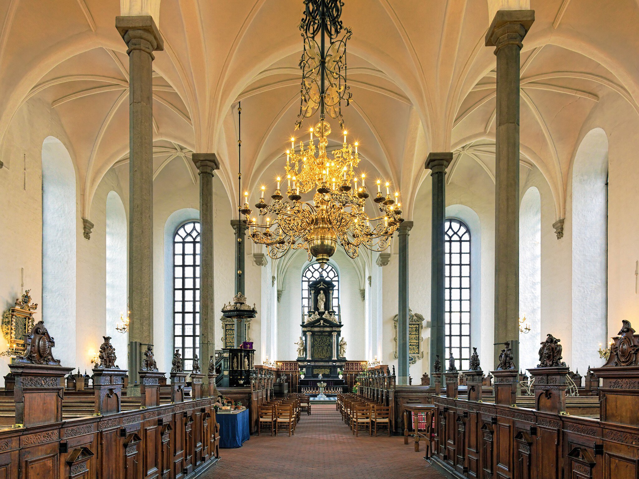 KRISTIANSTAD, SWEDEN - DECEMBER 11, 2015: Interior of the Church of Holy Trinity. The church was built in 1617-1628 by design of the Flemish-Danish architect Lorenz van Steenwinckel.; Shutterstock ID 358413692;