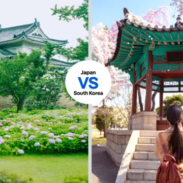 Nijō-jō in Kyoto, Japan (left: Rintaro Kanemoto for Lonely Planet) and cherry blossoms in Seoul, South Korea (right:   anek.soowannaphoom/Shutterstock)