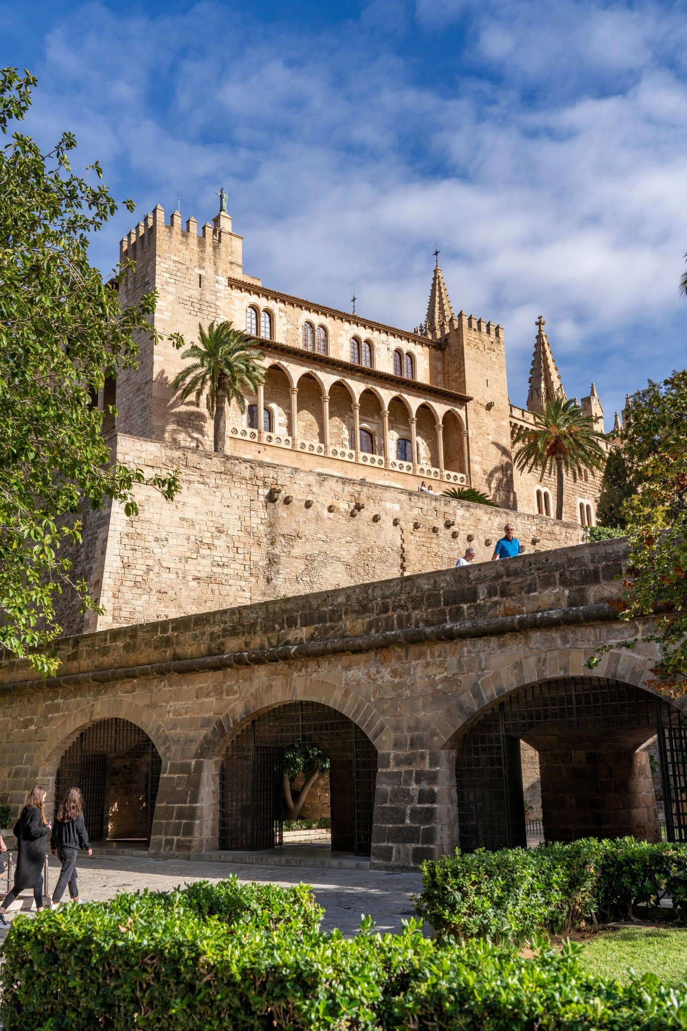 The Royal Palace of La Almudaina as seen from the street in Palma, Mallorca island, Spain.