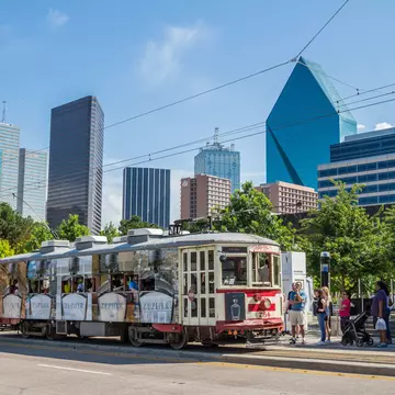 The McKinney Ave Trolley in Uptown Dallas' neighborhood. Joseph Haubert/Visit Dallas