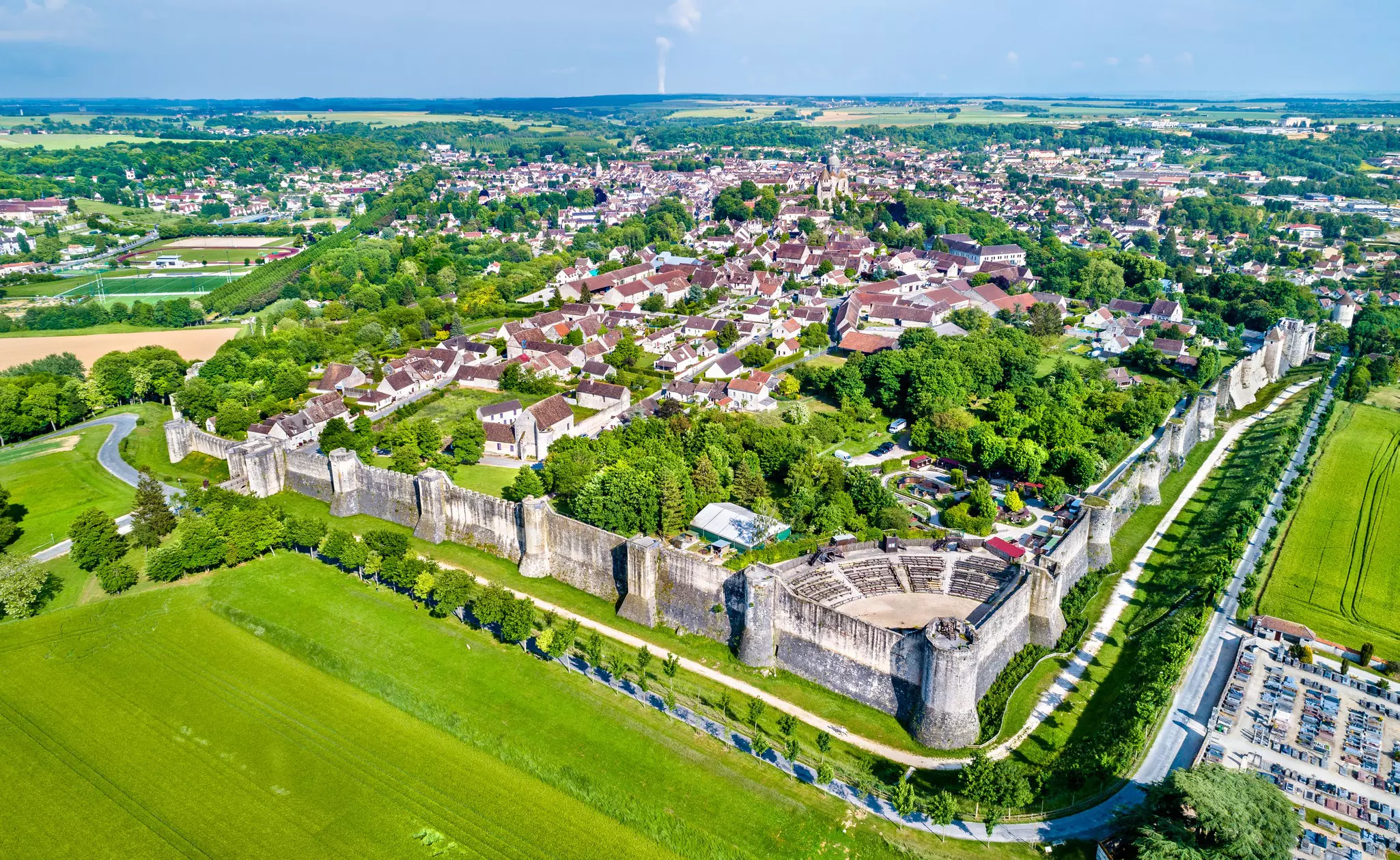Aerial view of Provins, a town of medieval fairs and a UNESCO World Heritage Site.