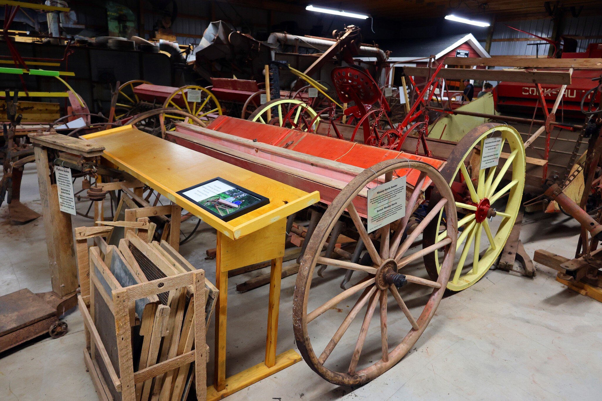 View of old tools at the Canadian Potato Museum on Prince Edward Island.