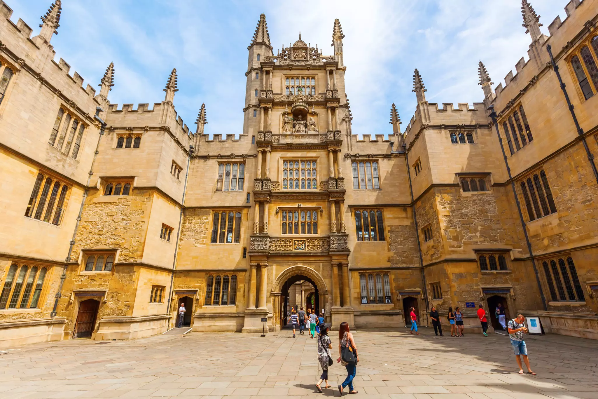 OXFORD, ENGLAND - JULY 03, 2015: Bodleian Library with unidentified people. Its one of the oldest libraries in Europe with over 11 million items and also a film location for Harry Potter and others  License Type: media  Download Time: 2023-03-28T06:39:21.000Z  User:   Is Editorial: Yes  purchase_order:   