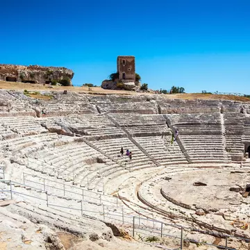 ancient greek theater in Syracuse, Parco Archeologico della Neapolis, Sicily, Italy, Unesco world heritage list
