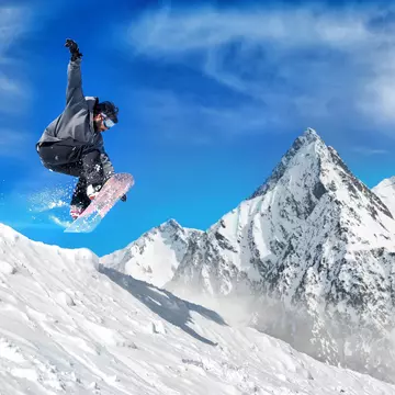 Snowboarder jumping high in the air with snow-capped mountains in the background. 
503871626
Speed, Sport, Relaxation, Competition, Comfortable, Ski Slope, Ski Goggles, Glacier, Happiness, Mountain, Skiing, Zero Gravity, High Up, Snowboarding, Comfort, Snowboard Cross, Extreme Sports, Winter, Glacier Vodka, Stunt, Alpine Skiing, Tourist Resort, Mountain Range, European Alps, Joy, Les Deux Alpes, Flying, Snow, Ski Pole, Horizontal, Reaching, Balance, Male, Jumping, Competitive Sport, Half Pipe, snow ski, Ice, Mid-Air, Smiling, Jump, Exhilaration, Powder Snow, Vacations, Sky, Nature, France, Rocky Mountains - North America, Directly Below, Males, 60161, Europe, Photography, Sunglasses, Snowboard, Outdoors, 258742