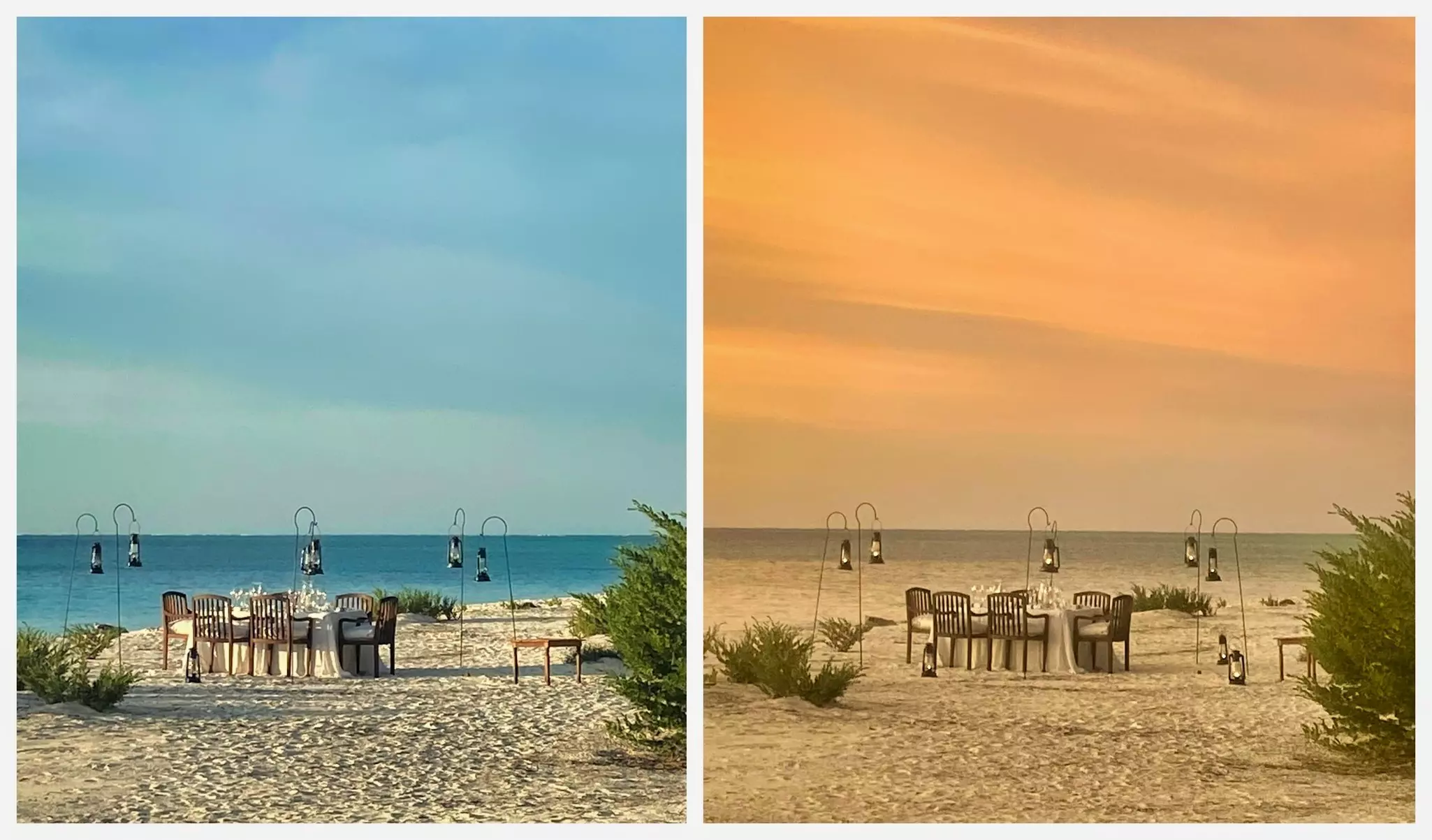 A sundown dinner on the beach saw the sky turn from blue to peach © Sasha Brady / Lonely Planet