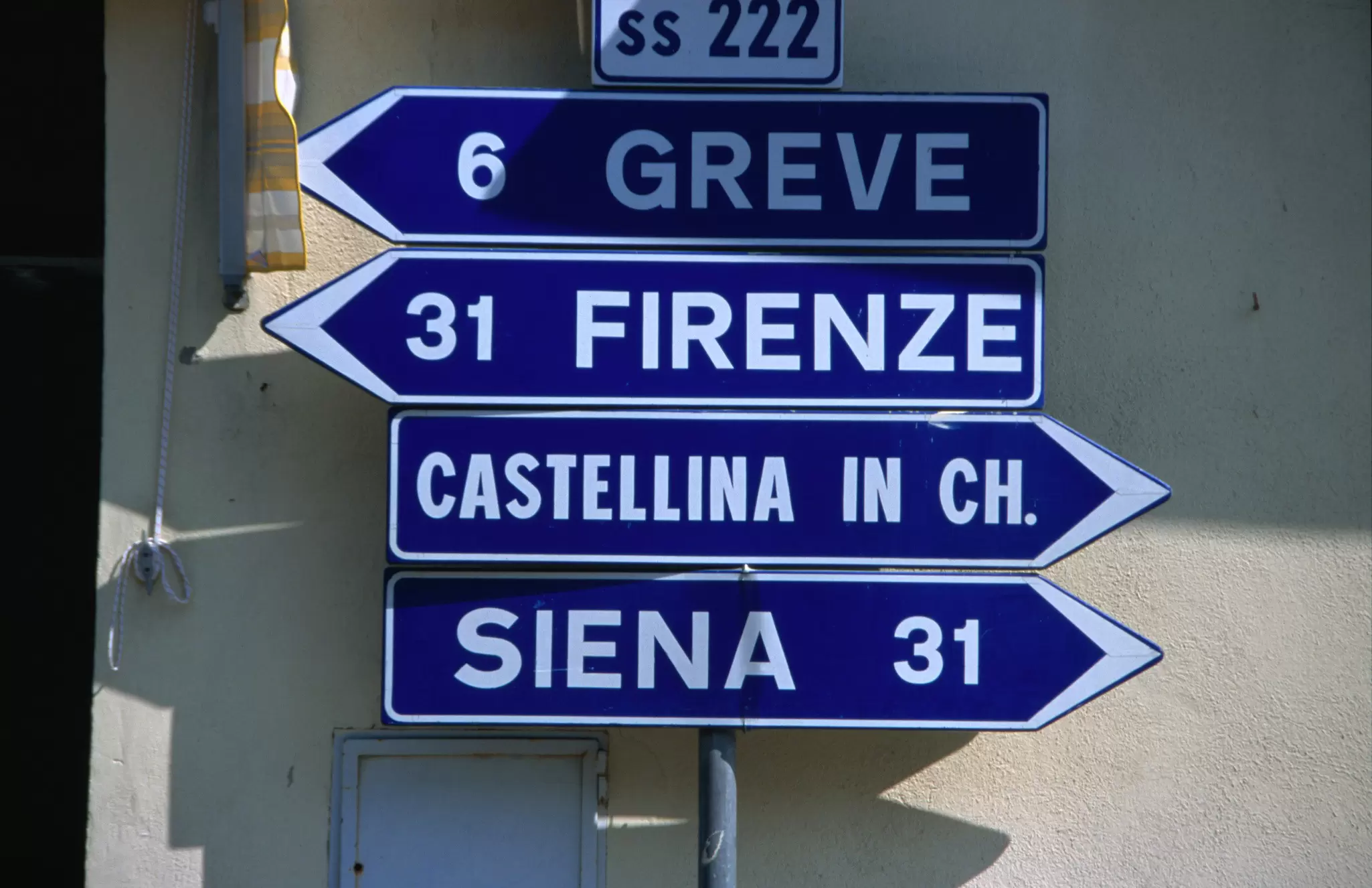Road signs in the Chianti region, Tuscany, Italy.