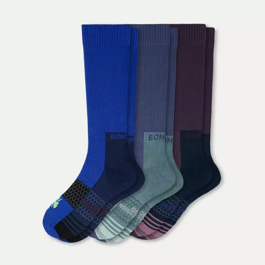 Three pairs of compression socks.