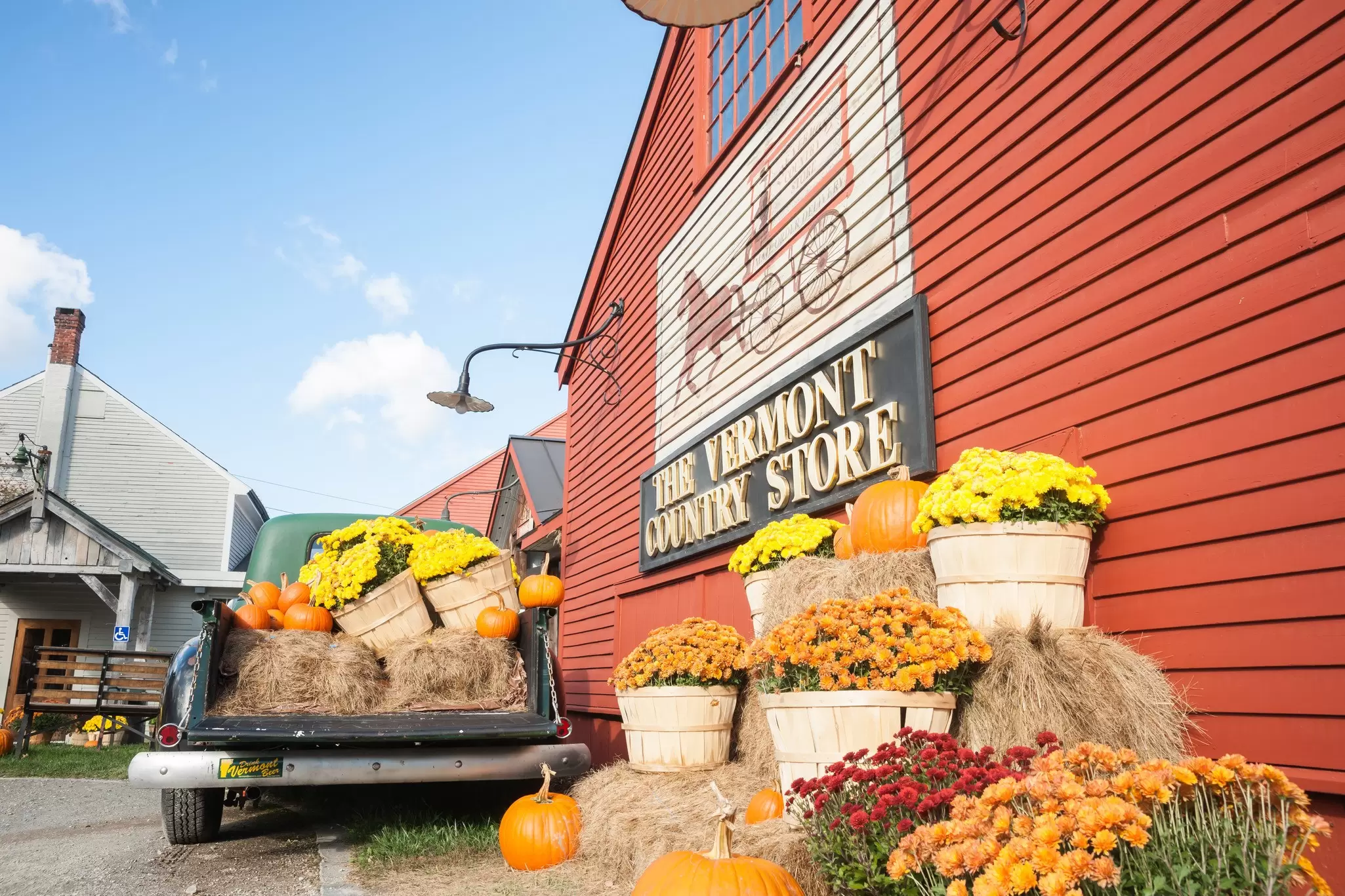 A festive seasonal display at the Vermont Country Store