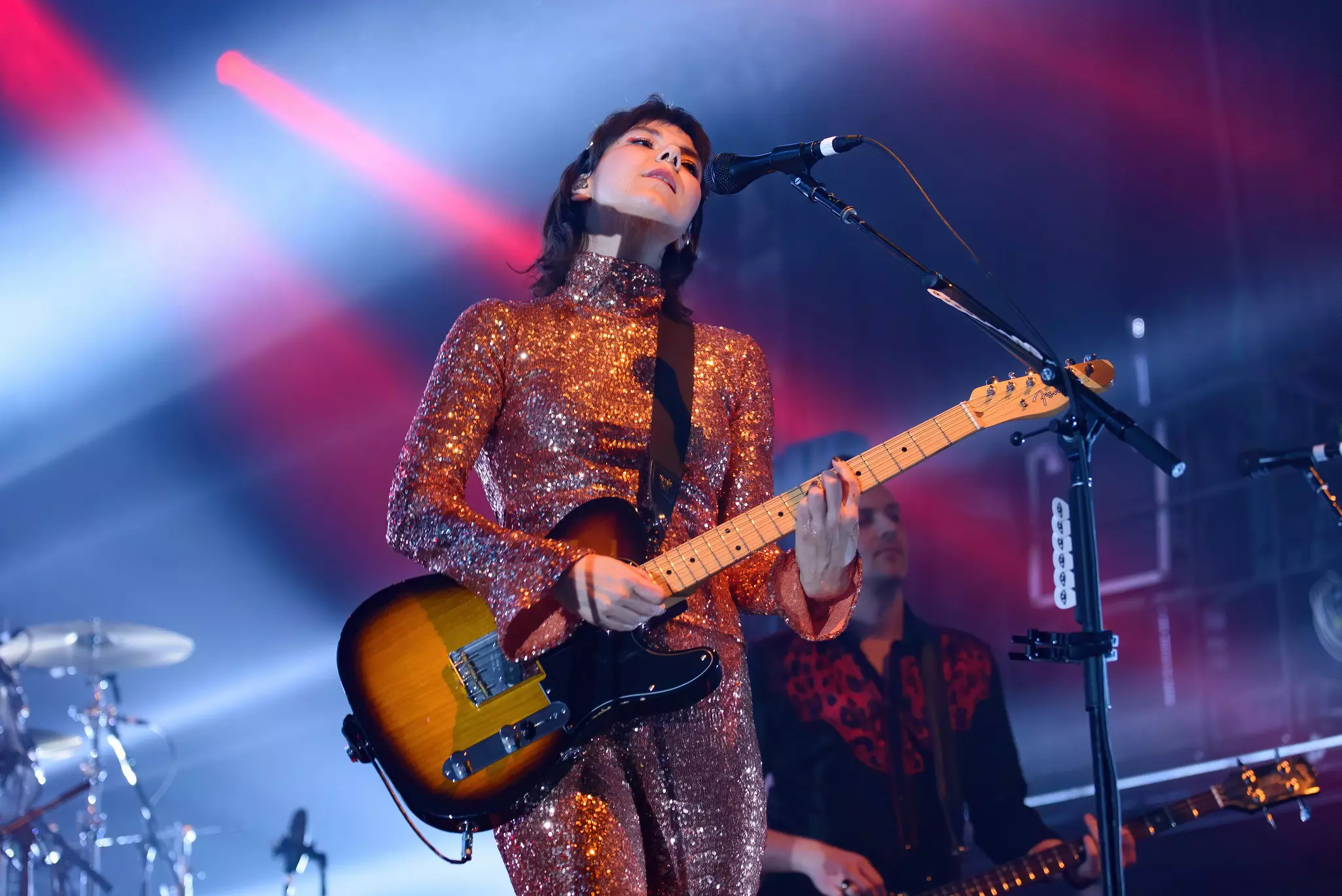 Icelandic band Of Monsters and Men Nanna Bryndís Hilmarsdóttir perform on the John Peel Stage Glastonbury Festival, Pilton,