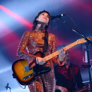 Icelandic band Of Monsters and Men Nanna Bryndís Hilmarsdóttir perform on the John Peel Stage Glastonbury Festival, Pilton,