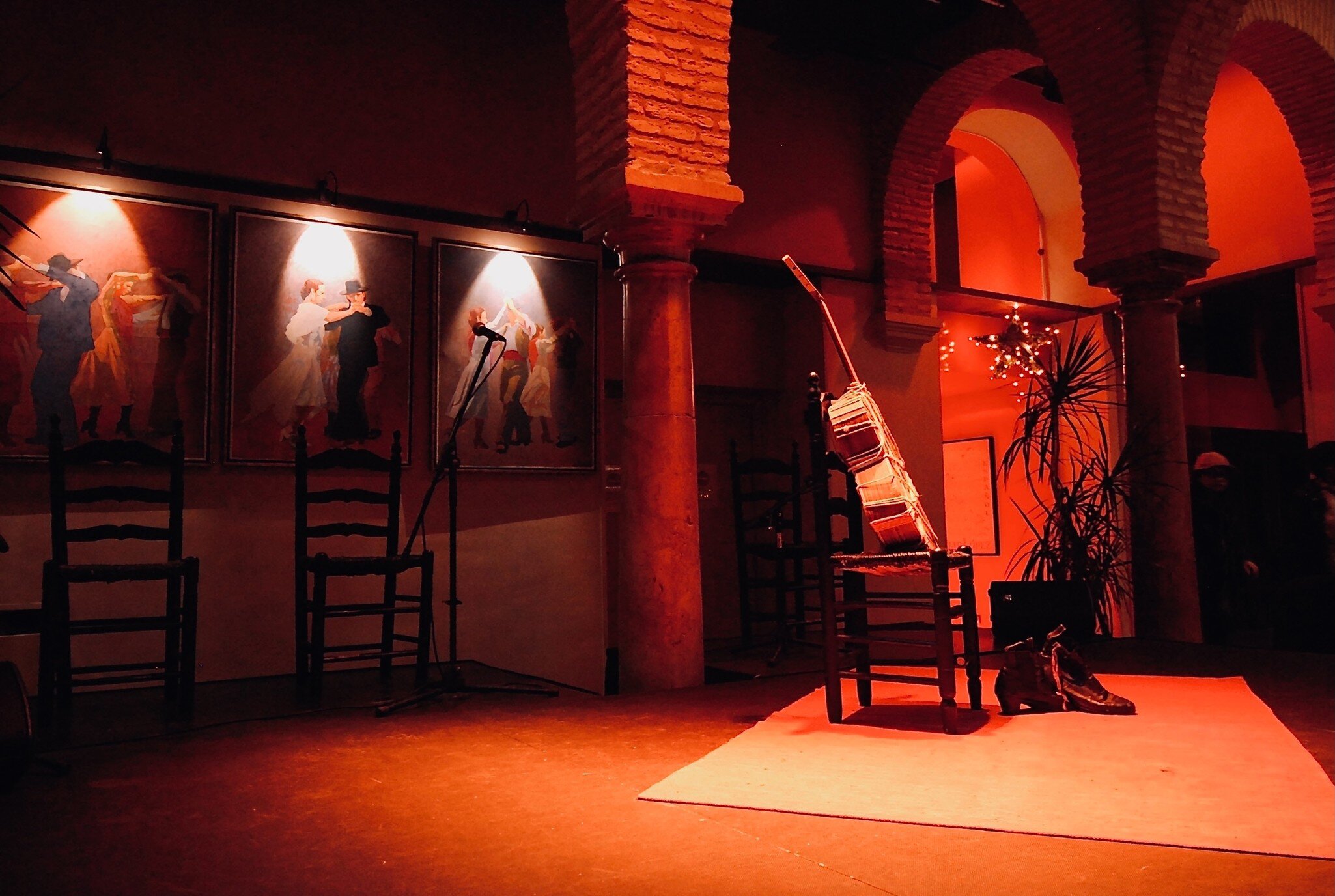 View of the stage inside the Museo del Baile Flamenco in Seville, Spain.