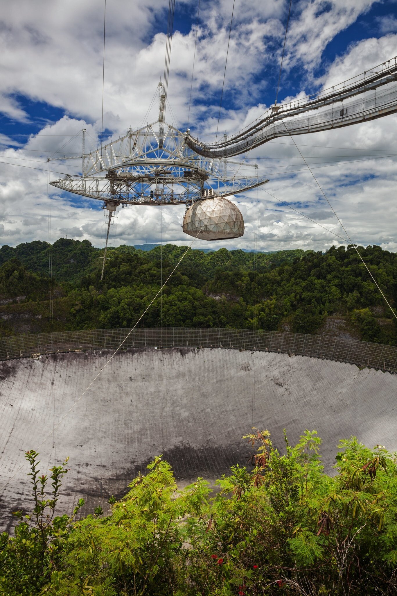 Worlds largest single-dish radio telescope, the Arecibo Observatory, Arecibo, Puerto Rico. (Photo by: Universal Images Group via Getty Images)