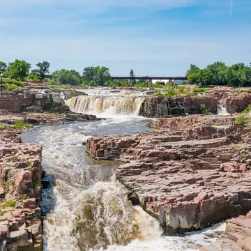 Falls Park along the Big Sioux River in Sioux Falls South Dakota