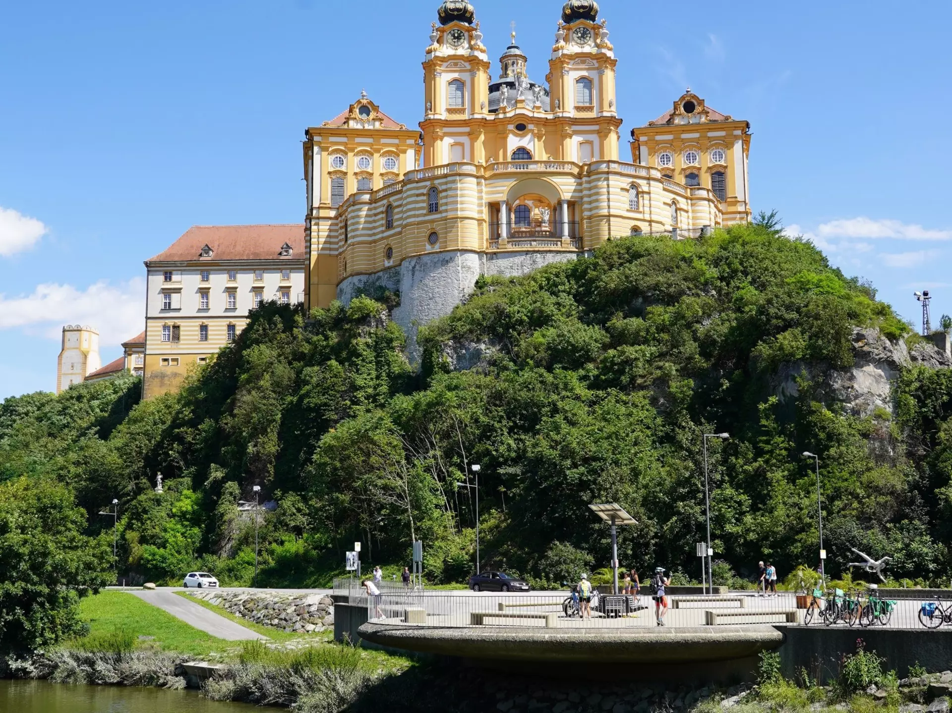 Melk, Austria - July 24, 2025: Melk Abbey is a Benedictine abbey above the town of Melk, Lower Austria, overlooking the Danube river, adjoining the Wachau valley. , License Type: media, Download Time: 2025-12-01T16:26:37.000Z, User: dermothegarty77, Editorial: true, purchase_order: 56530 - Guidebooks, job: Global Publishing WIP, client: Western Europe 16, other: Dermot Hegarty