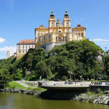 Melk, Austria - July 24, 2025: Melk Abbey is a Benedictine abbey above the town of Melk, Lower Austria, overlooking the Danube river, adjoining the Wachau valley. , License Type: media, Download Time: 2025-12-01T16:26:37.000Z, User: dermothegarty77, Editorial: true, purchase_order: 56530 - Guidebooks, job: Global Publishing WIP, client: Western Europe 16, other: Dermot Hegarty