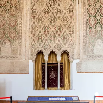 View inside the Sinagoga del Tránsito in Toledo, Spain.