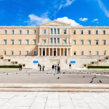 View of the Hellenic Parliament in Athens, Greece.