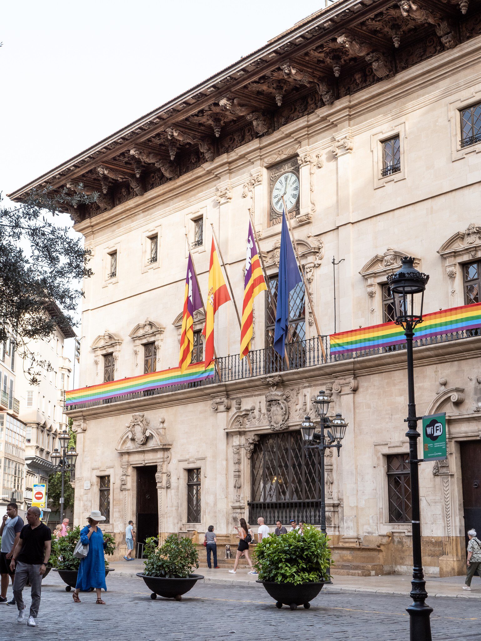 Exterior view of the Ajuntament (town hall) in Palma de Mallorca, Spain.
